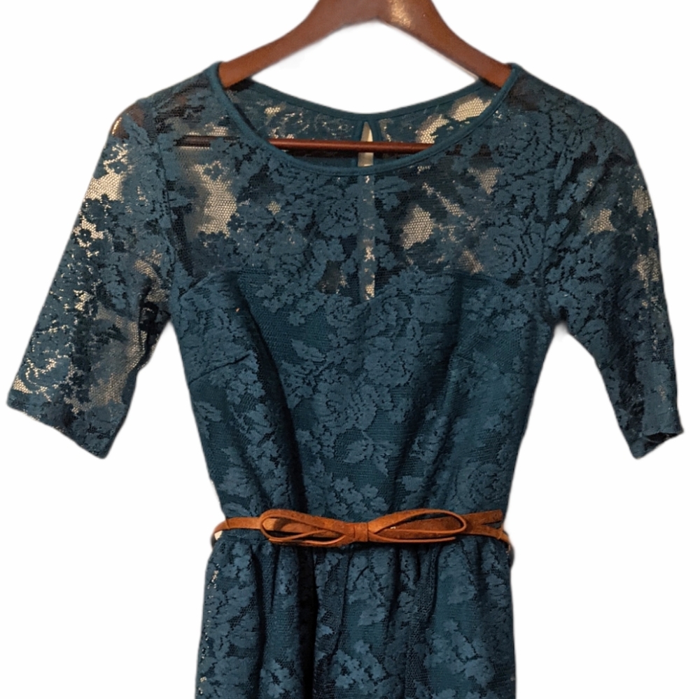 2/$20 Teal Lace Dress with Belt